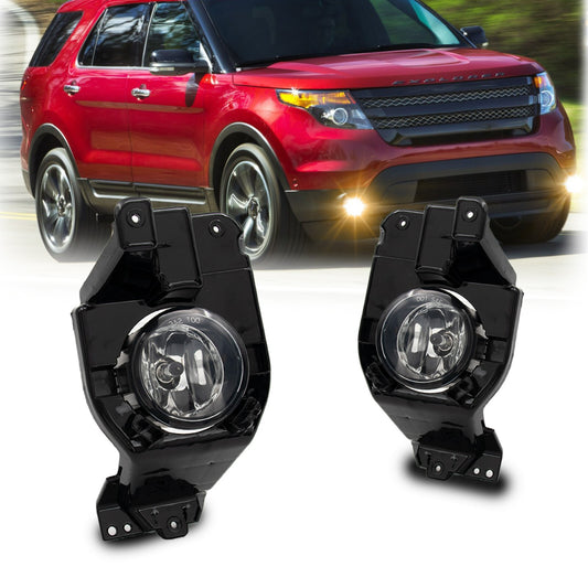 A pair of clear lenses for Ford Explorer 11-15 crash protection fog lights and driving lights (L+R).