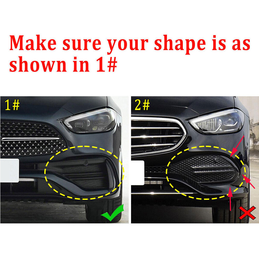 Carbon Fiber ABS Front Bumper Grille Fog Light Cover for Benz C Class W206 2022+