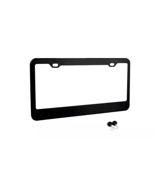 Bonnet rear license plate frame cap, matte black, for Audi .