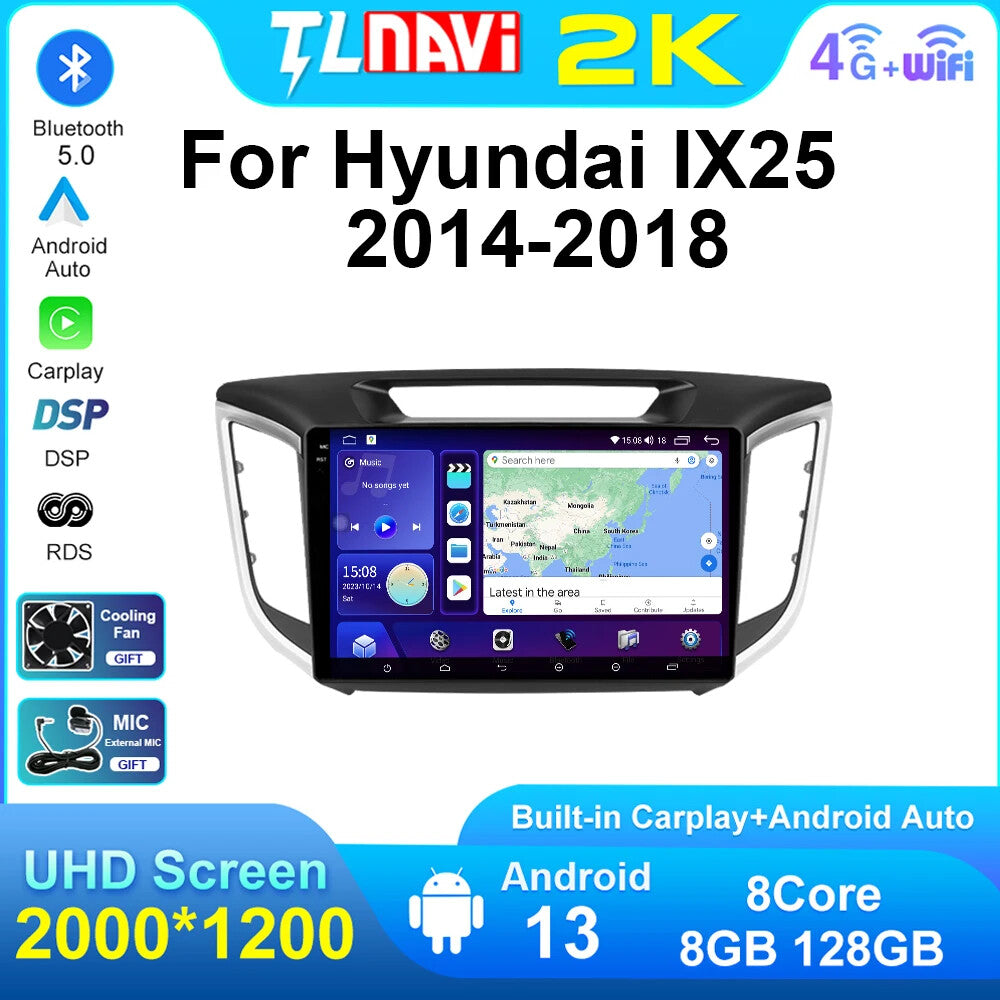 Car Radio for Hyundai Creta IX25 2014-2018 GPS Carplay Multimedia Player Screen