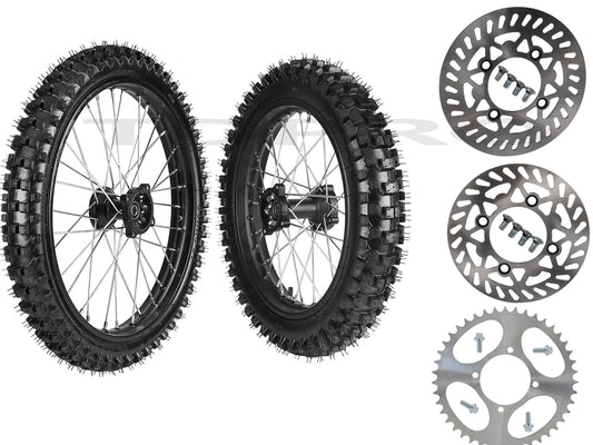 Front 70/100-19 + Rear 90/100-16 rim assembly for Dirt Pit bicycle XR100 TTR