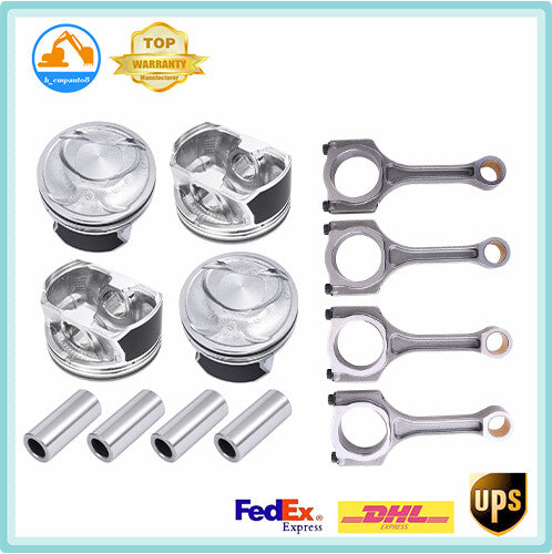 4pcs Connecting Rods +Piston Rings Kit for Hyundai Sonata Sorento Optima 2.4L