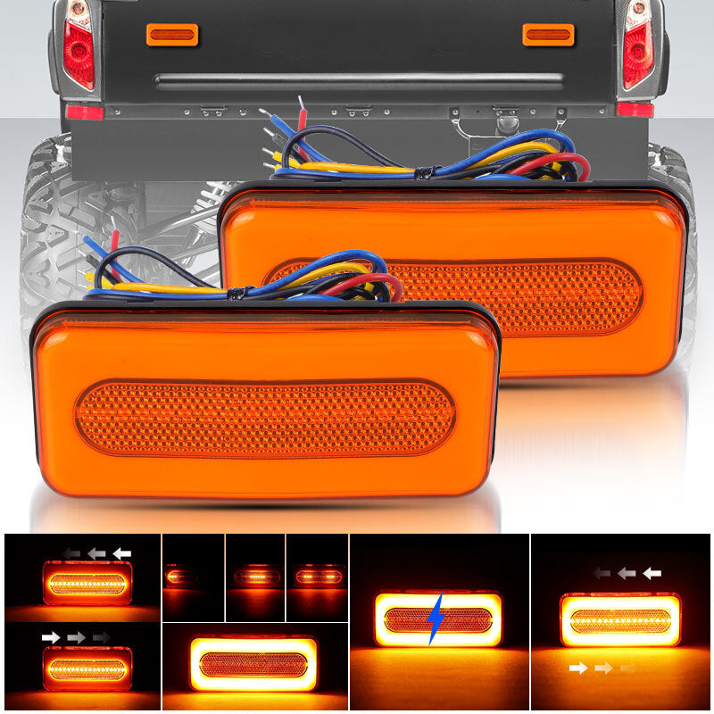2X Rectangles LED Tail Light Bar Turn Signal Brake DRL Motorcycles Truck Car ATV