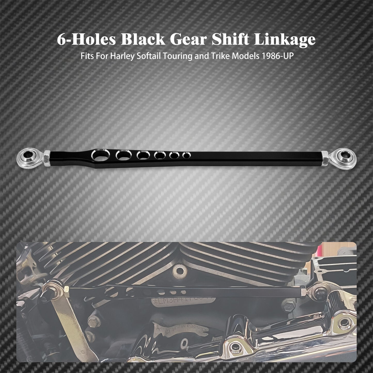 Black 6 Holes Gear Shift Linkage Lever Fit for Harley Touring Dyna Softail CVO