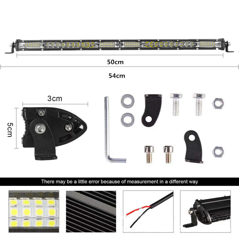 Car Single Row 40 Led Lamp Strip 19 Super White Bright Spotlight Work Light