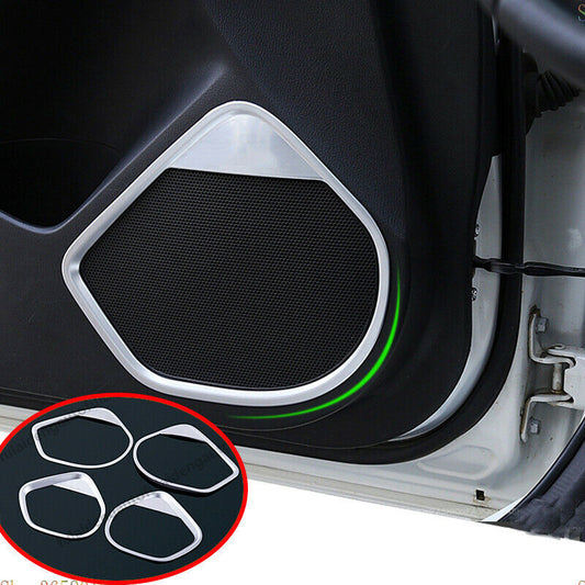 Chrome Interior Door Stereo Speaker Frame Cover Trim for Mazda 3 Axela 2014-2018