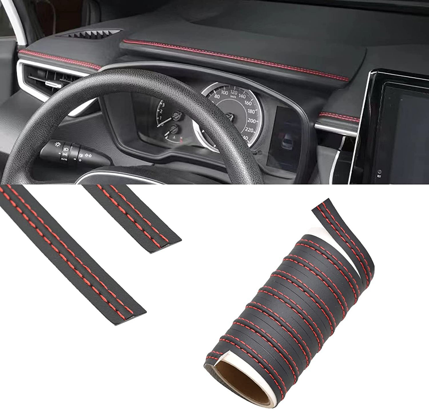 6.6FT Car Interior Trim Strip Door Gap Edge Molding Leather Trim Line Body Decor