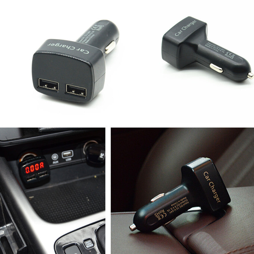 3.1A Double USB Voltmeter Ammeter Thermometer Monitor Red LED Car Charger