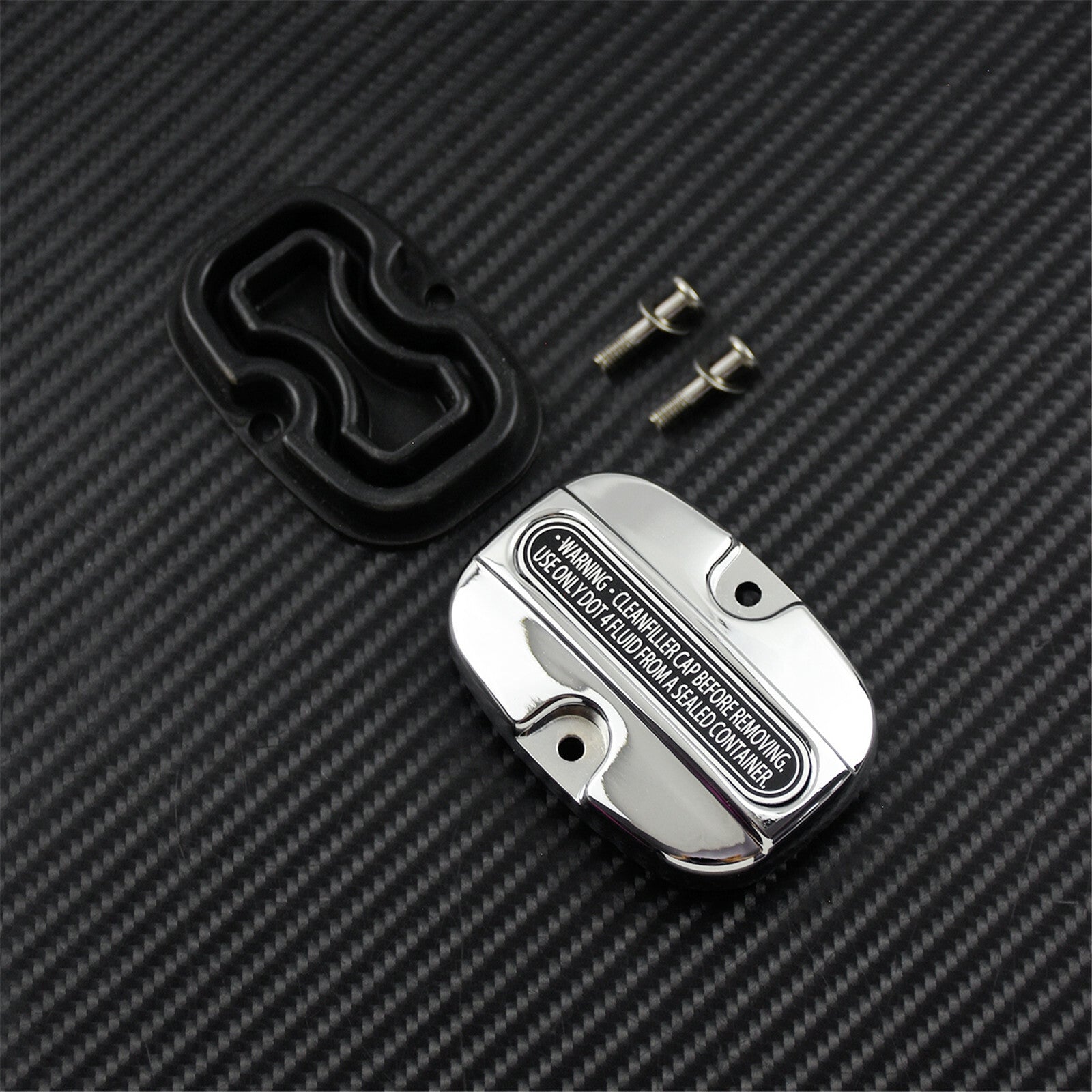 Chrome Rear Brake Master Cylinder Cover w/ Gasket Fit For 2008-18 for Harley Touring