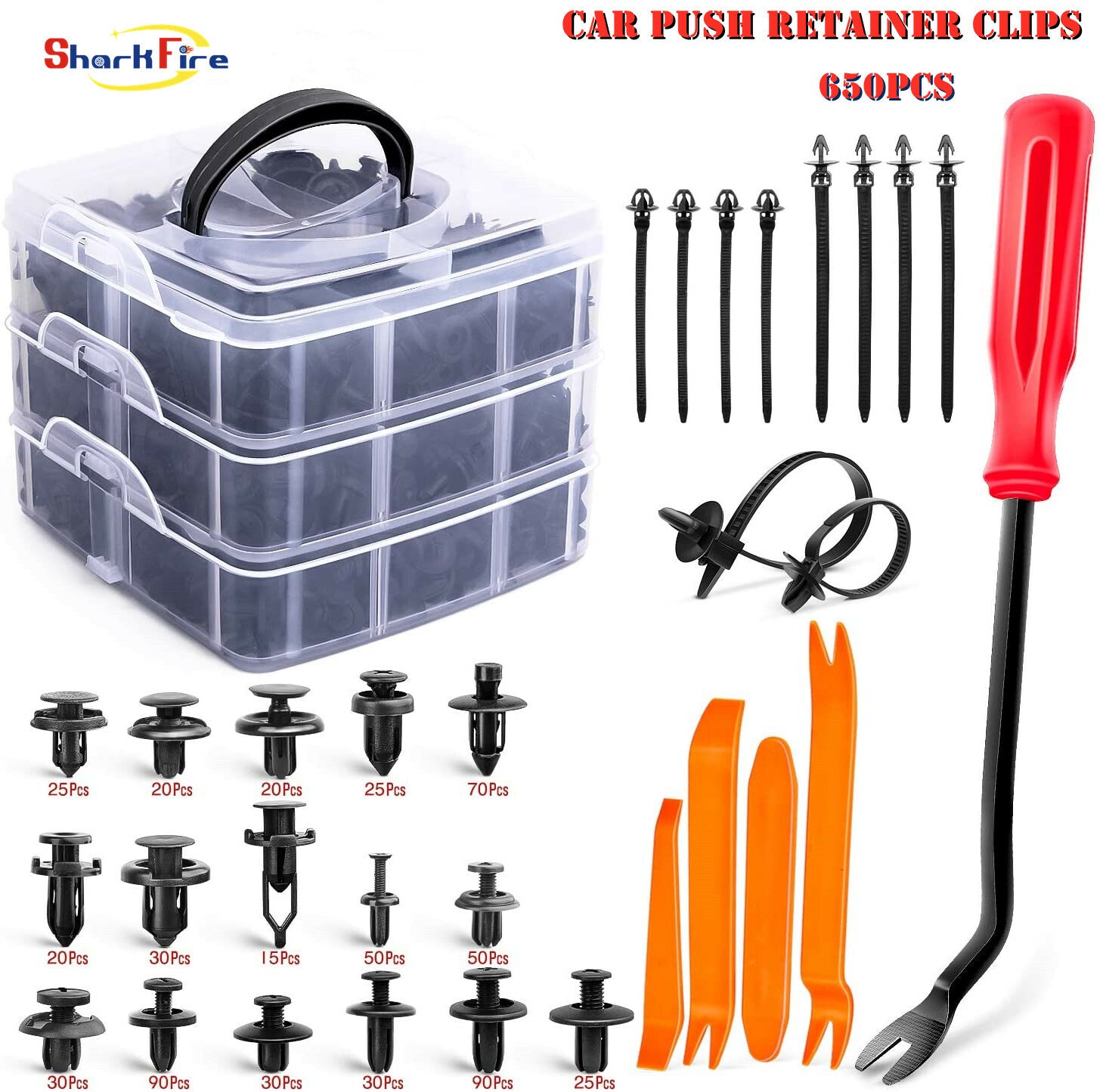 635-piece pack of automotive push-type retaining clips and automotive fasteners for Acura for Chrysler
