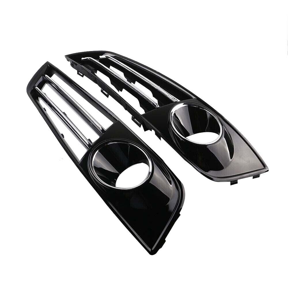 L + R Front Bumper Fog Light Grille w/ Chorme Cover for Audi for A8 D4 2011-2014