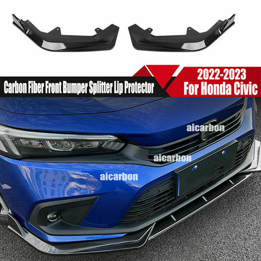 for Honda for Civic 22-23 Carbon ABS Front Bumper Lip Corner Splitter Spoiler Guard
