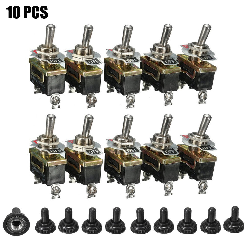 10-Pack Toggle Switches for 12V Car Dashboard Lights, SPST Waterproof for Boats