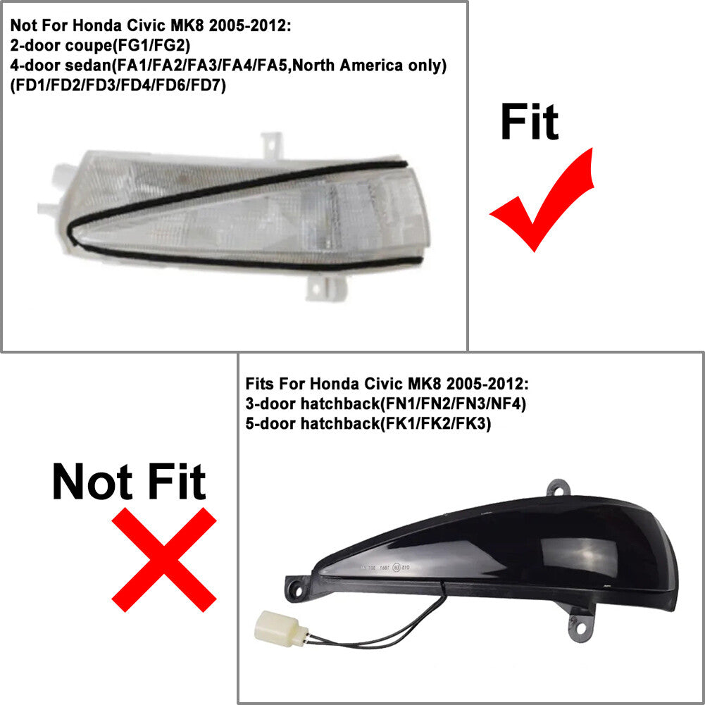 Dynamic Rearview Mirror Flow Turn Signal LED Light for Honda for Civic FA1 FD1 FD2