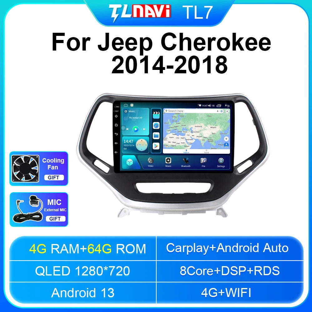 for Jeep Cherokee 2014-2018 CarPlay Car Radio Multimedia GPS Stereo Video Player