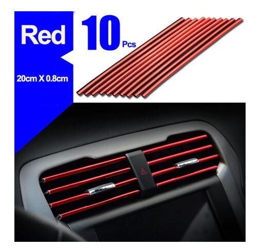 10 pieces of automotive air conditioning socket decorative molded trim strips in red for Peugeot
