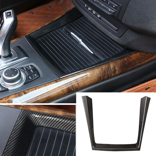 Carbon Fiber ABS Water Cup Holder Panel Trim Fit for BMW X5 E70 X6 E71 2008-2013