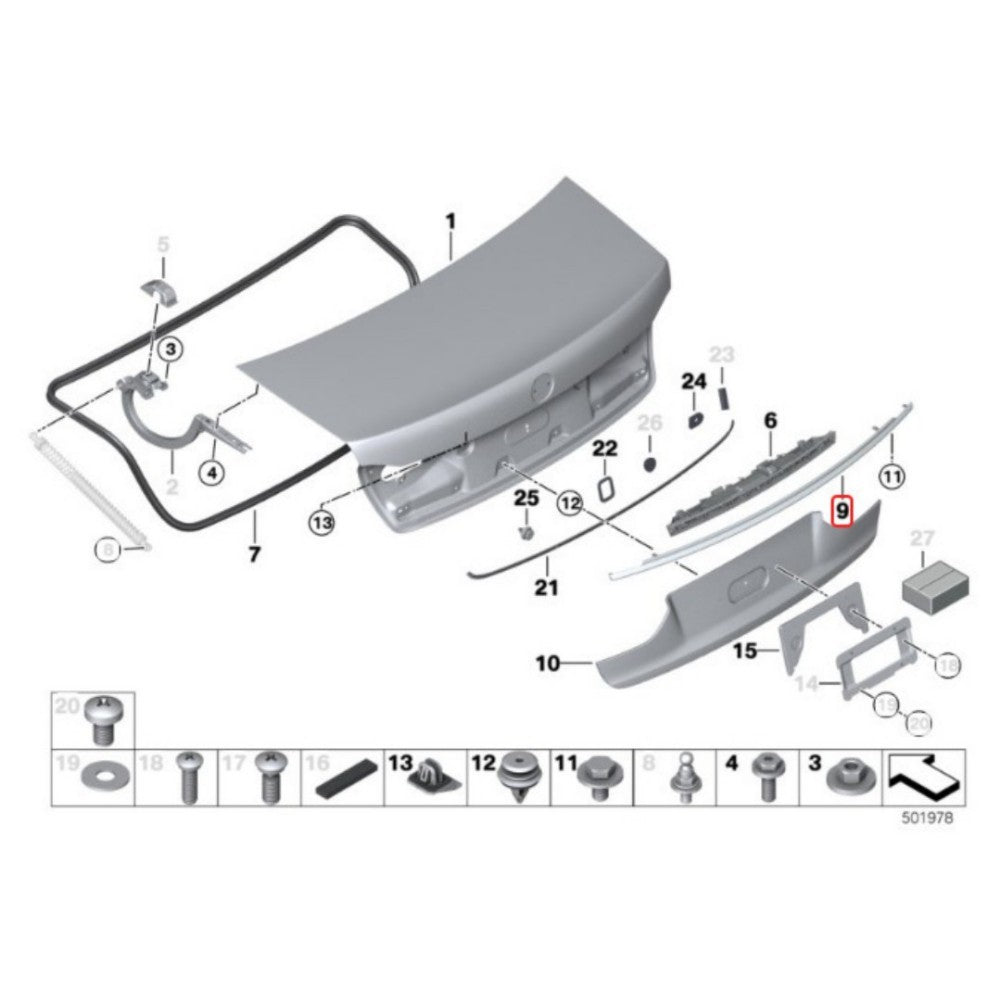 Trim Strip Boot Lid for BMW G11 G12 730d 730dX 730i 17-20