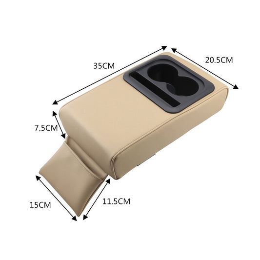 Car SUV Dual Cup Holder Armrest Mat Center Console Storage Mat Protective Cover Beige