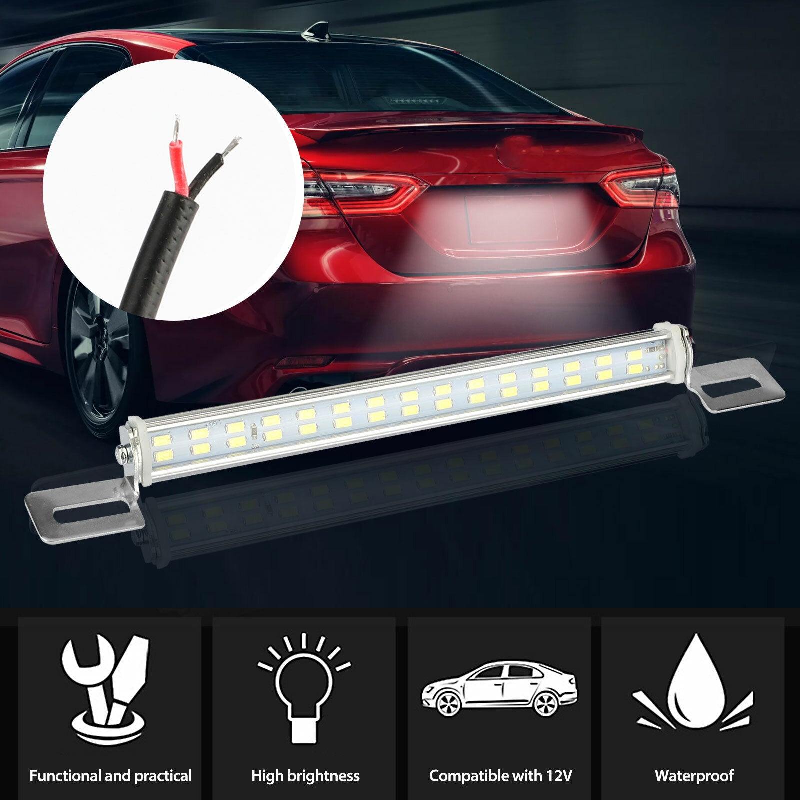 Car SUV Truck RV Universal Super White 6000K 30-LED License Plate Back Up Light