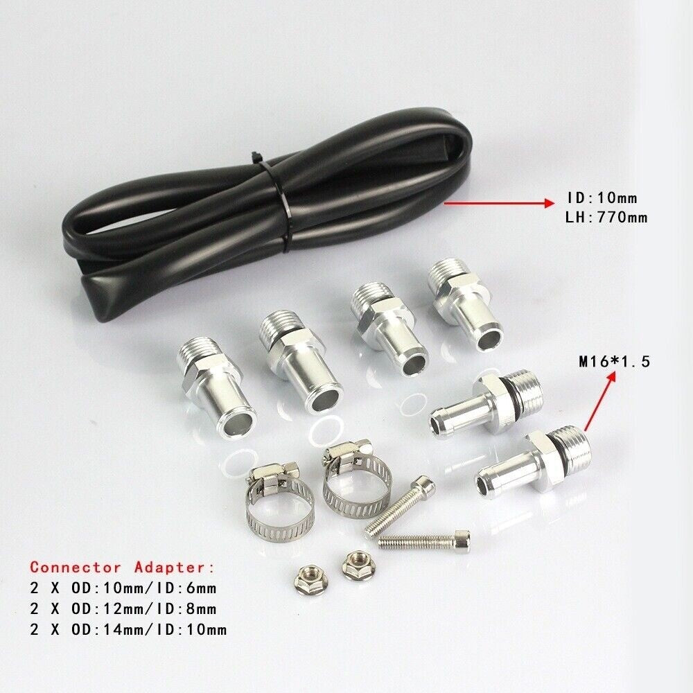 BLACK Universal Aluminum Oil Can Kit Reservoir Baffled Tank Breather Filter