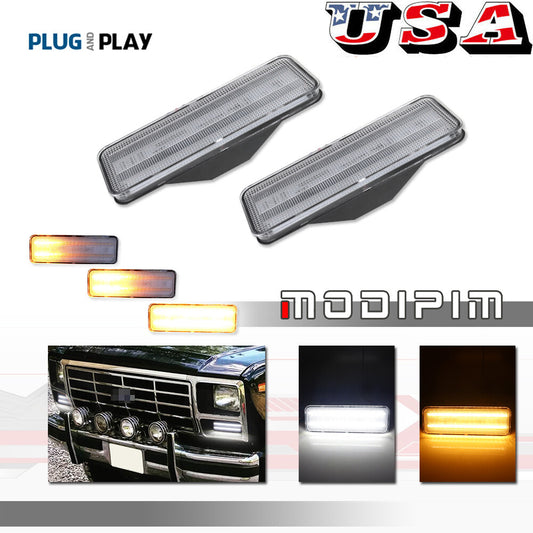 2-Piece Transparent Front Bumper Turn Signal Lights for Mustang F100 F150 F250 F350