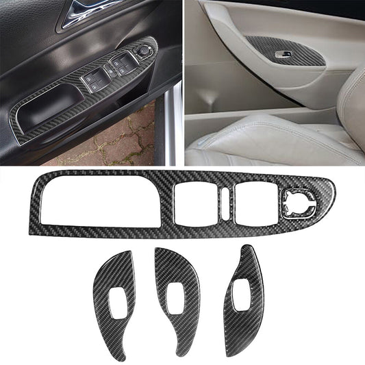 5Pcs Carbon Fiber Door Window Lift Switch Interior Trim for Passat 2006-2010