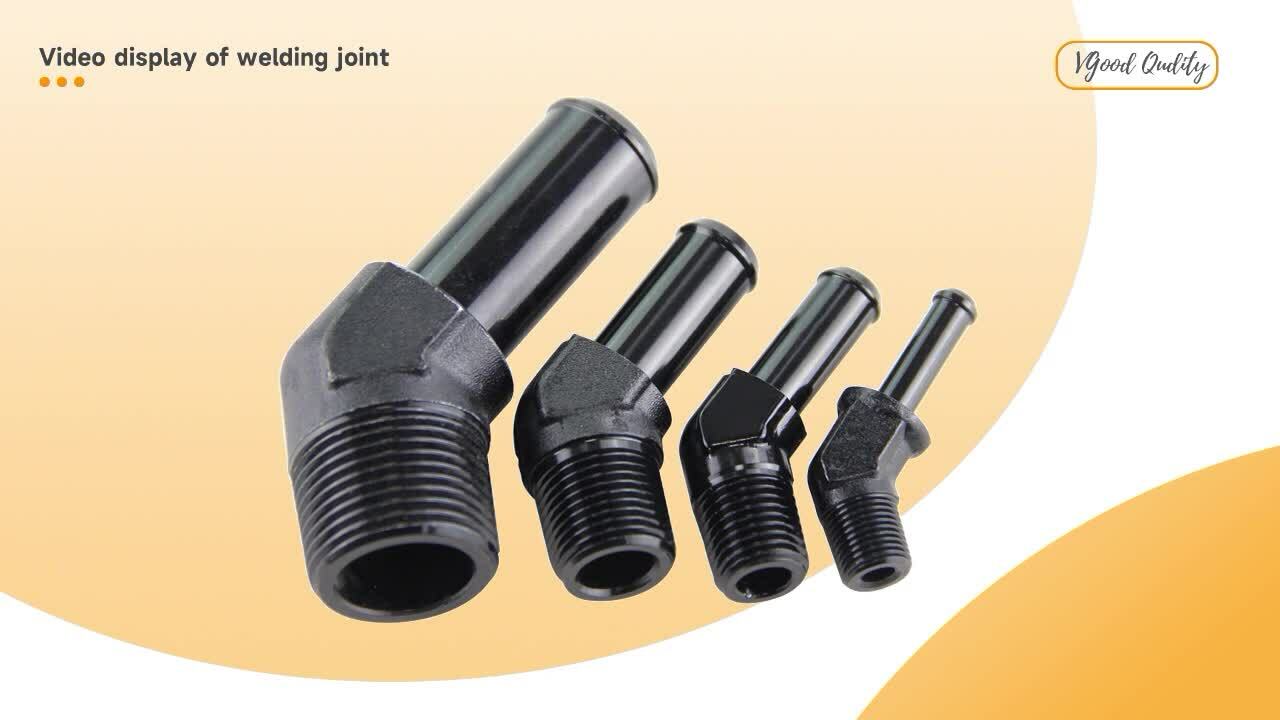 4PCS Aluminum AN6 1/4 NPT Male to 3/8 Hose Barb 45 Degree Adapter Fitting Black