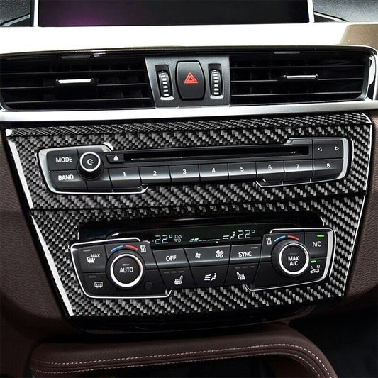 Real Carbon Fiber Car Radio Air Conditioning Button Cover for BMW X1 F48 16-2021