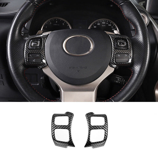 2P for Lexus NX200t 300h 2015-2021 Carbon Fiber Steering Wheel Button Cover Trim