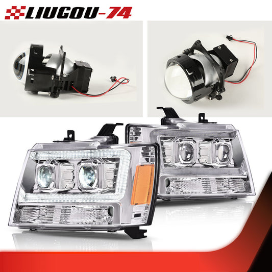 LED DRL+ turn signal headlights/amber corner lights suitable for 2007-2014 Tahoe/suburban vehicles.