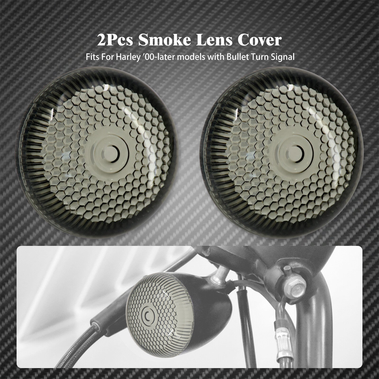 2x Smoke Bullet Turn Signals Light Lens Cover Fit for Harley FLRT FLTRX 2000-23