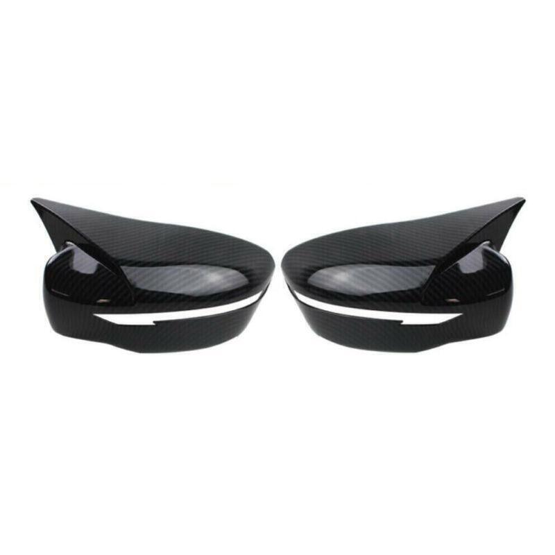 for Nissan Rogue Sport 17-22 Carbon Fiber Ox Horn Rearview Mirror Cover Trims 2P