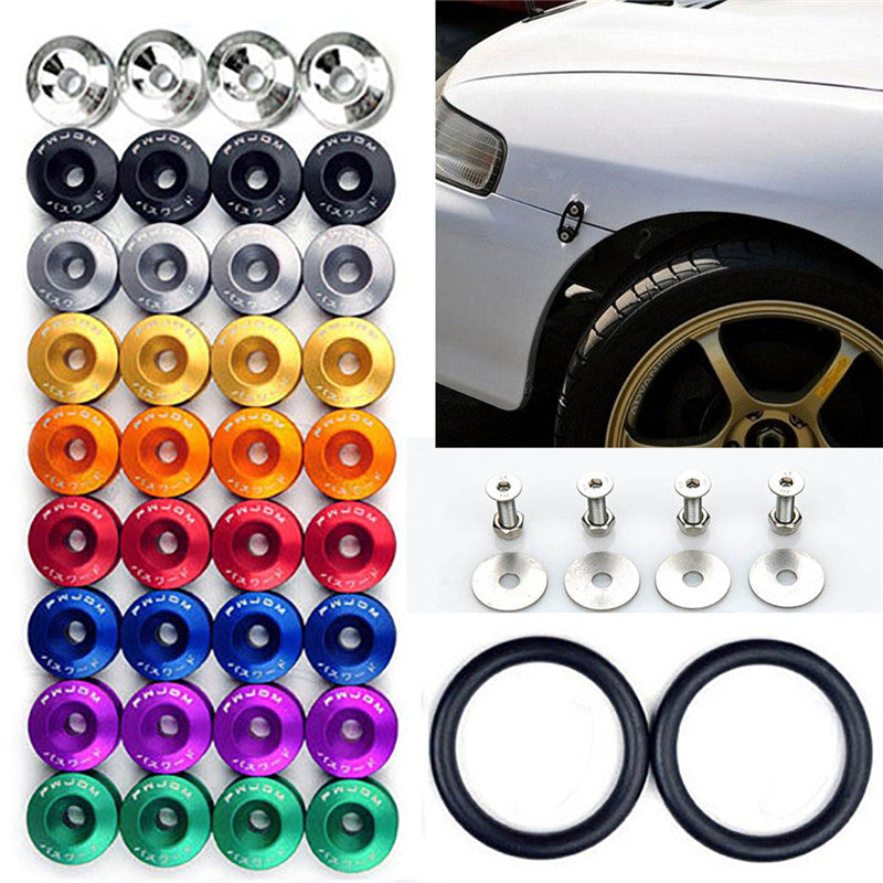 8-Piece Pack of Aluminum JDM Quick-Release Fasteners for Car Trunk Mudguards and Hoods
