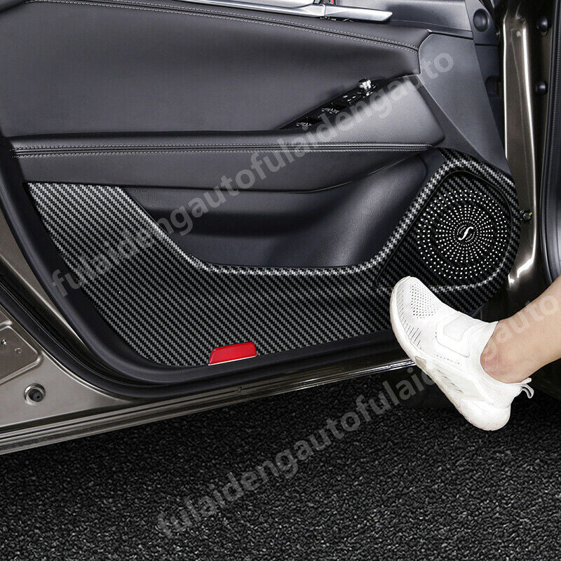 for Mazda 6 Atenza 2019-2021 Carbon Fiber Leather Inner Door Anti-Kick Trims PU