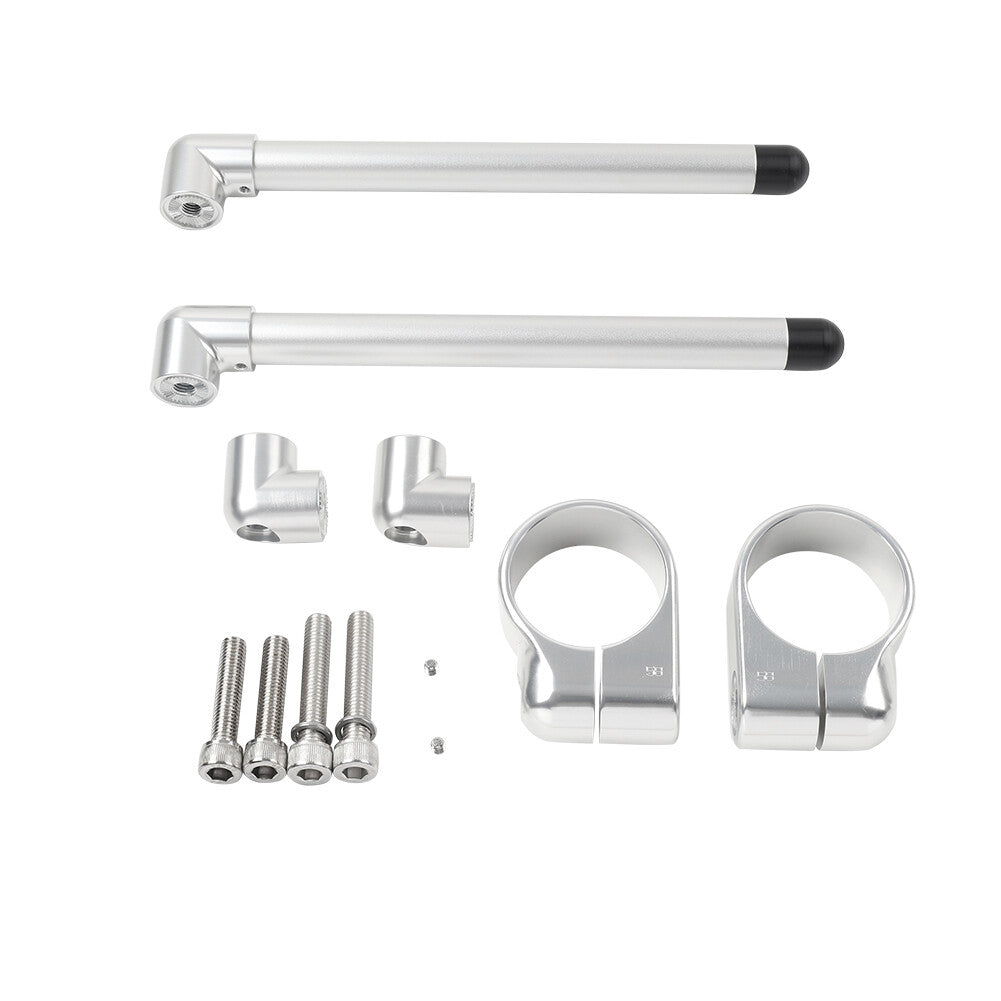 Silver Cafe Racer Bars 7/8 Universal Clip-On Handlebar Fork Tube 58MM