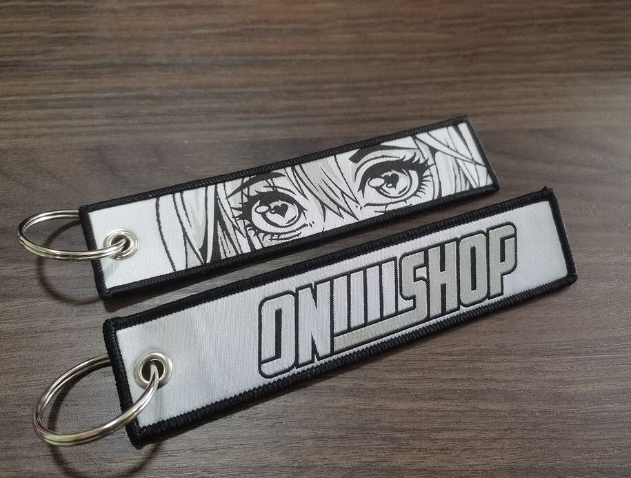 Car keychain/key ring embroidered nylon car accessories gray for Mazda
