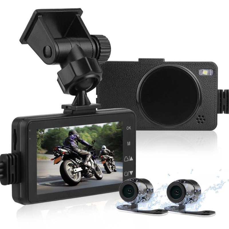 Motorcycle 3 LCD Waterproof Dual Action Camera Video Recorder Logger Waterproof
