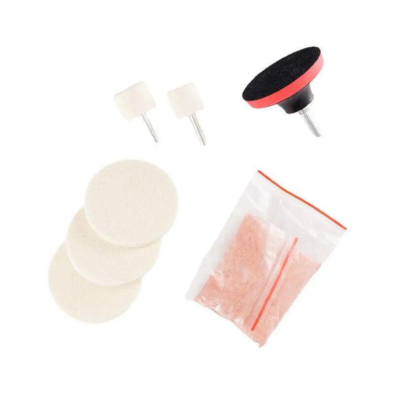 Auto 3 Pad Cerium Oxide Windscreen Scratch Remover Glass Polished Tool 8Pc Kit