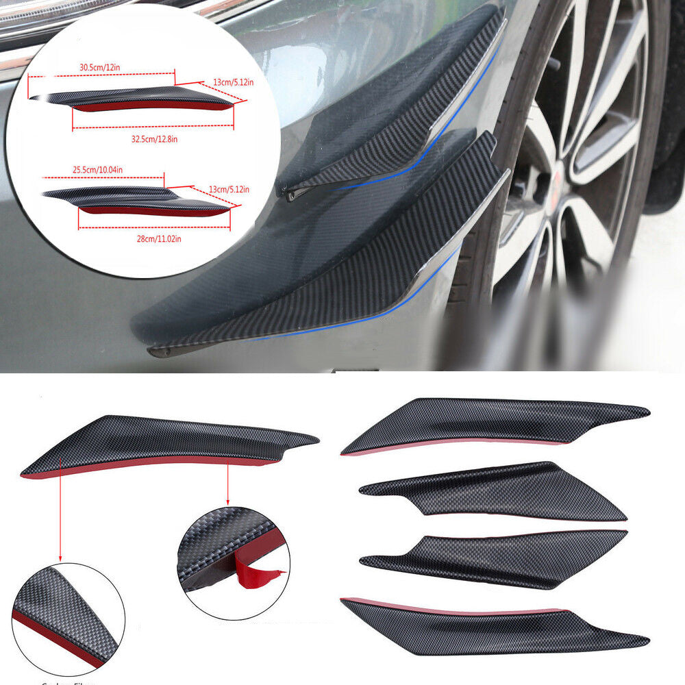 4-piece set of car front bumper splitter body panel boiler tank carbon fiber color