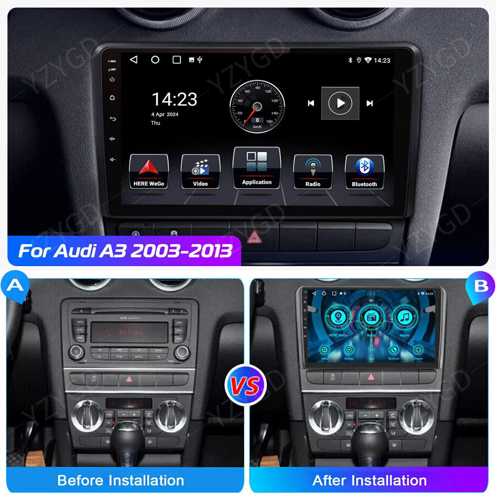 Android Auto CarPlay Car Radio for Audi A3 8P 2003-2013 GPS Stereo Player Screen
