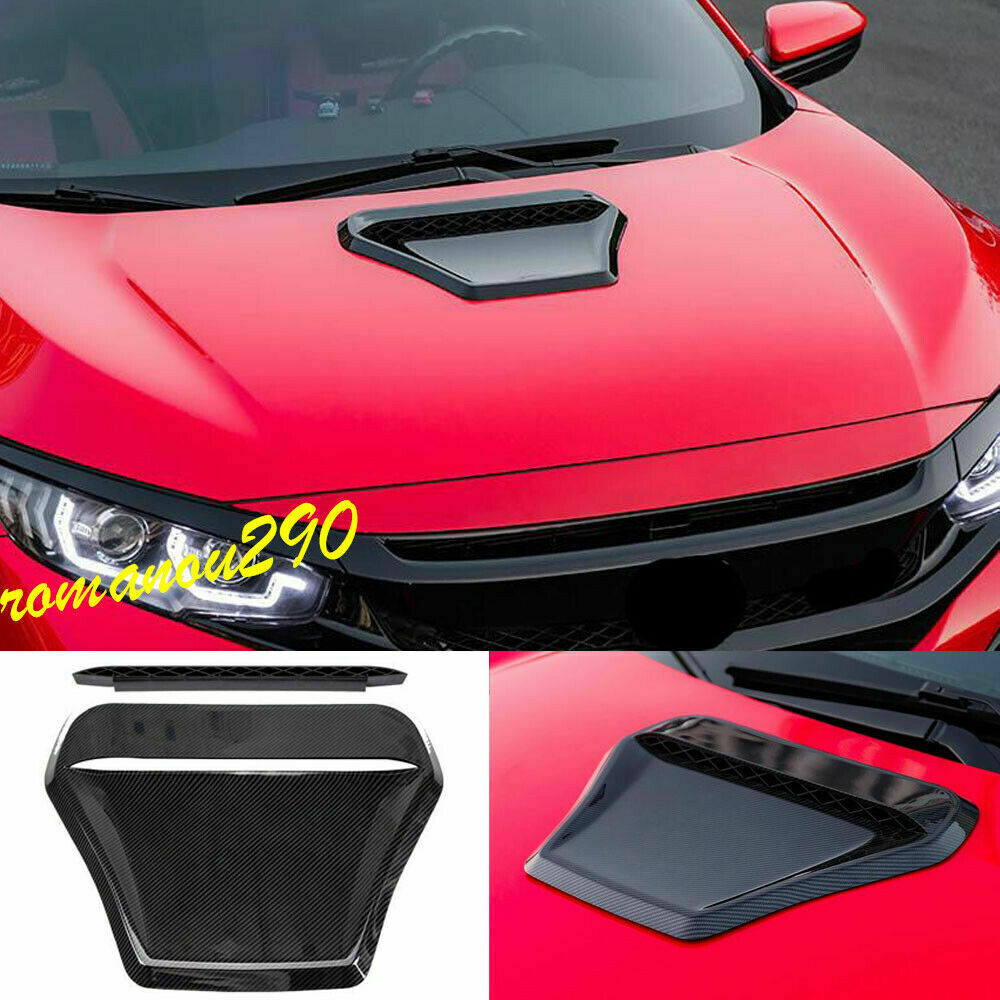 for Honda for Civic 2016-2021 ABS Carbon Fiber Engine Hood Inlet Air Vent Decor Trim