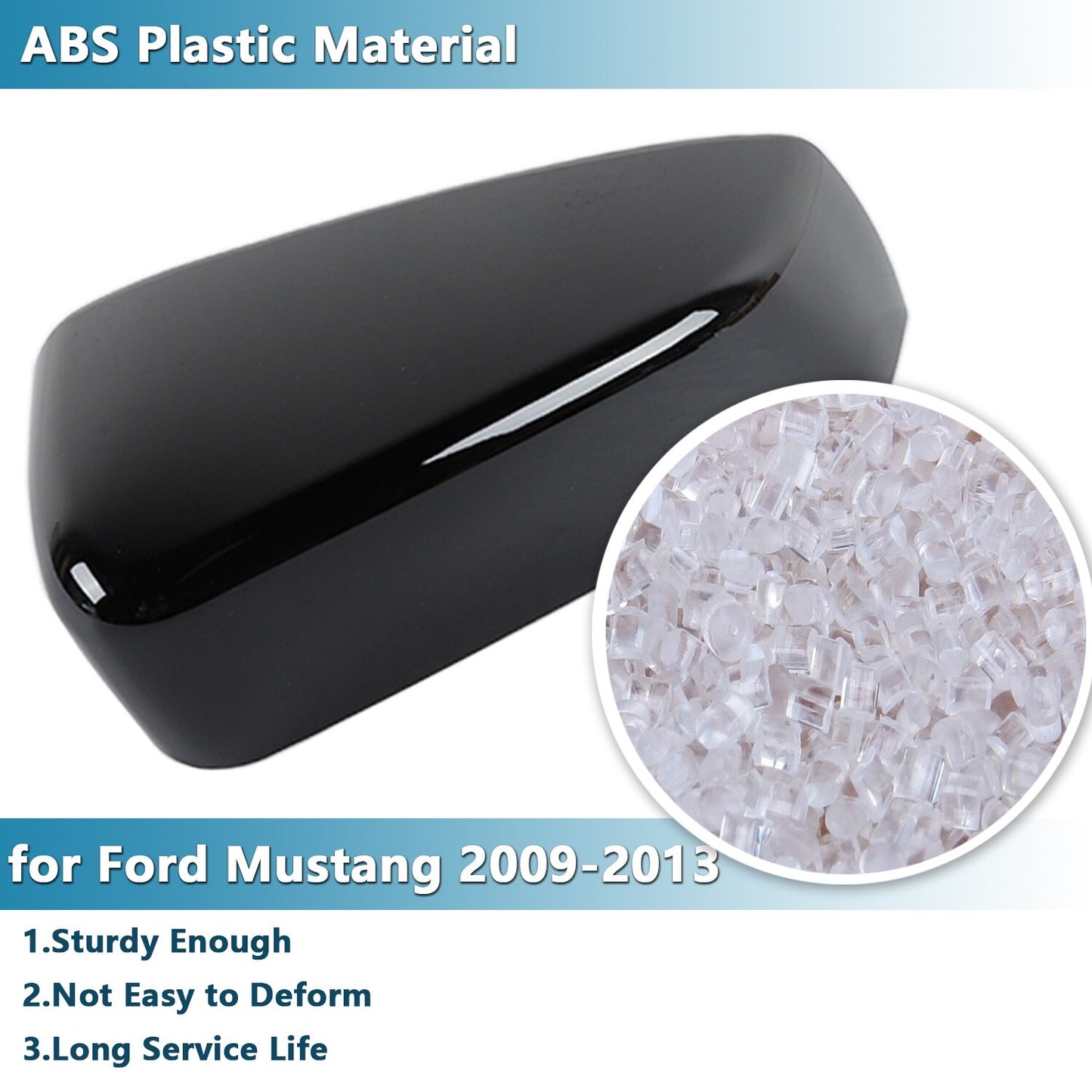 2PCS Rearview Mirror Shell Mirror Caps Cover Trim for Ford for Mustang 2009-2013