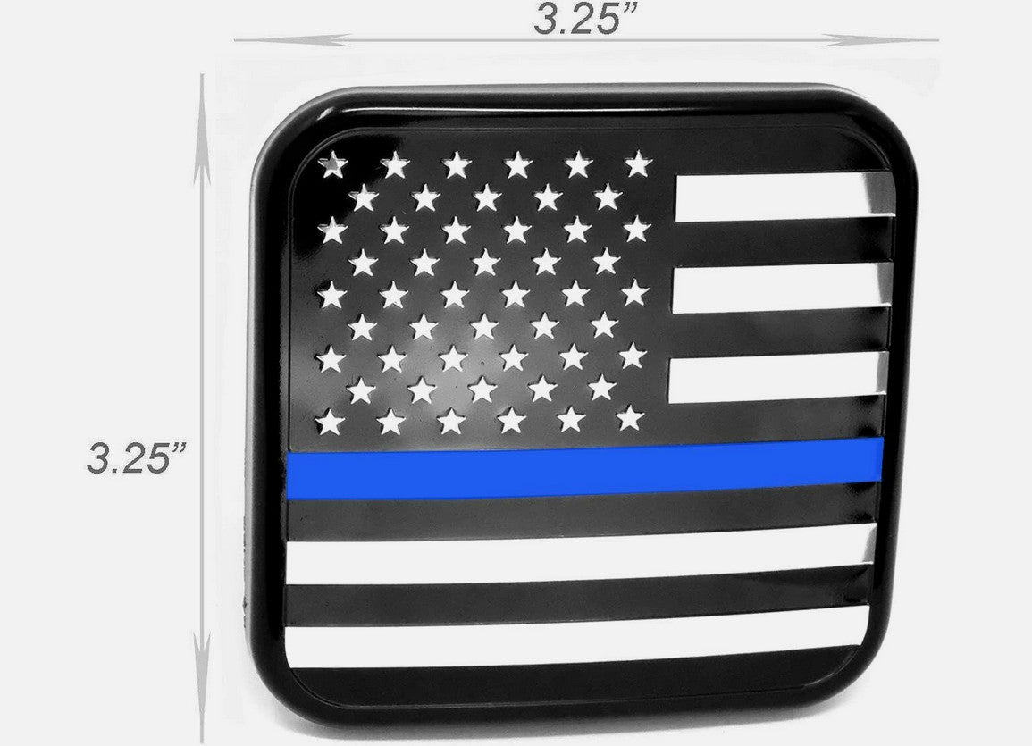 Car mount plug cap tow receiver 2-inch American flag black chrome blue for Chevrolet