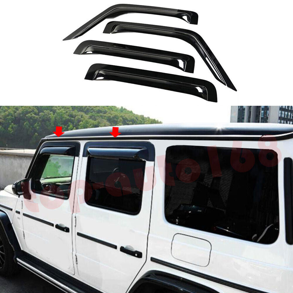 4p for Benz G-Class 2019-2023 Black Window Visors Sun Rain Guard Vent Deflectors