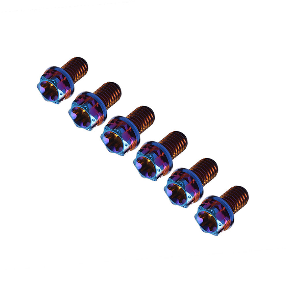 6pcs Bolt Torx Head Flange Screw M10x10mm Burn Blue For Motorcycle Bike