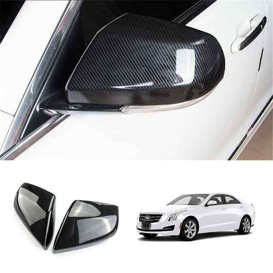 Carbon Fiber ABS Rear View Side Mirror Cover Trim 2PCS for Cadillac CT4 2020-24