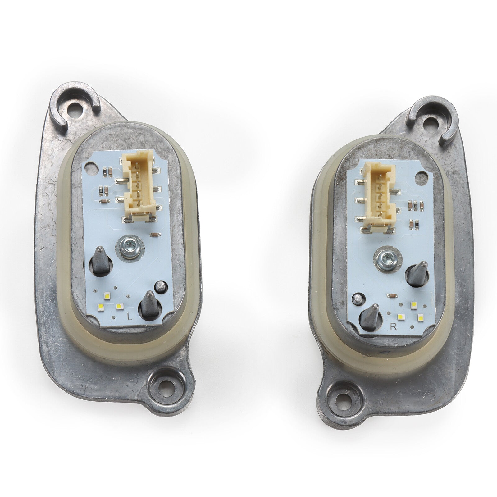 2-pack LED daytime running light (DRL) modules for Audi A3, S3, and RS3 (8V0998473B/8V0998474B).
