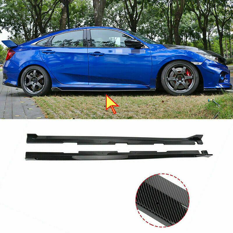 for Honda for Civic 16-21 Carbon fiber Side Skirts spoiler Extensions Body Kit Refit