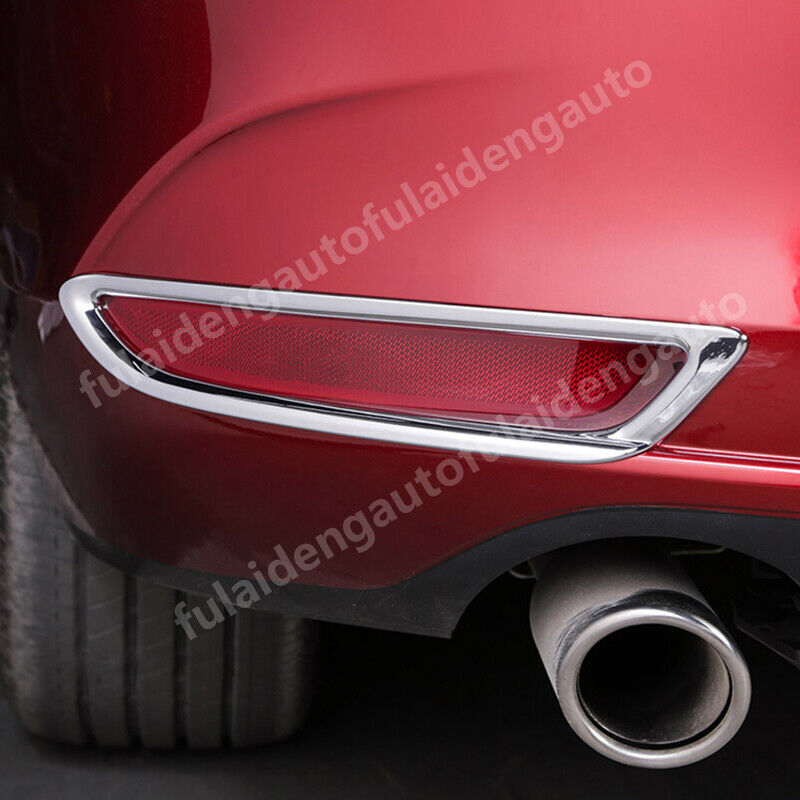 2for Mazda 3 Sedan 2019-2023 Chrome Rear Bumper Fog Light Lamp Frame Cover Trim